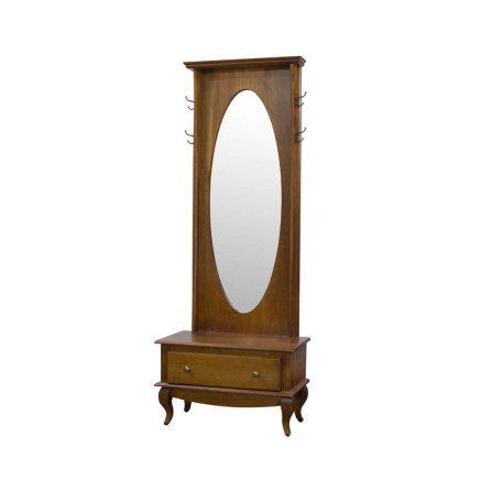 Chapeleiro Coppell De Madeira Antigo C/ Espelho Oval e 1 Espelho