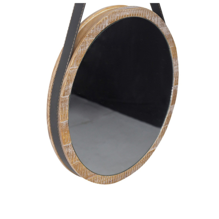 Espelho Decorativo Sprooklyn Com Tira De Couro Modelo Rústico